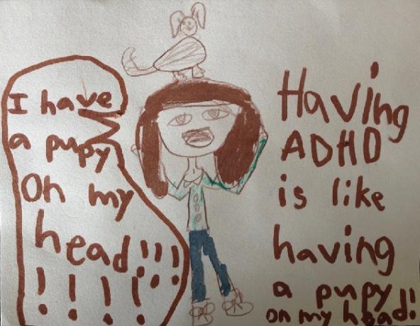 Bērns attēlo, kā jūtas ADHD mākslā