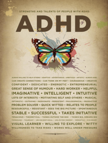 Plakāts pašnovērtējuma veicināšanai bērniem, pusaudžiem un pusaudžiem ar ADHD